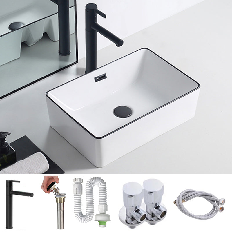 Modern Porcelain Trough Sink Rectangular Trough Bathroom Sink