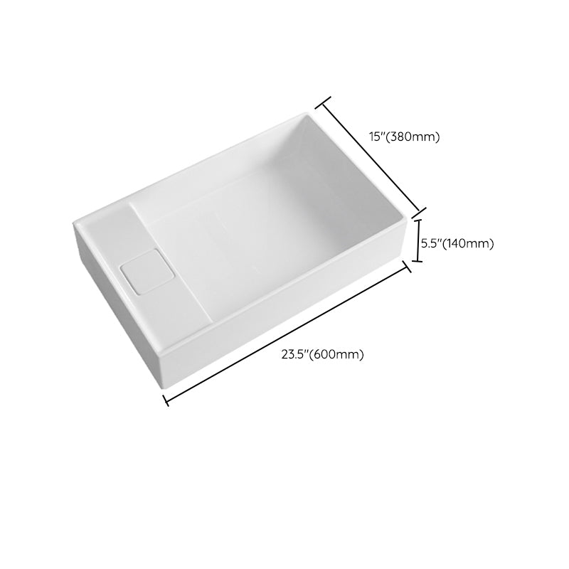 Contemporary Bathroom Sink Single Faucet Hole Porcelain Rectangular Vessel Bathroom Sink