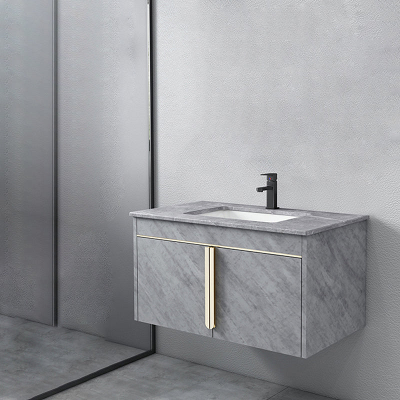 Glam Sink Vanity Wall-Mounted 2 Doors Rectangle Single Bathroom Sink Vanity with Mirror