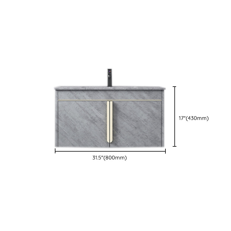 Glam Sink Vanity Wall-Mounted 2 Doors Rectangle Single Bathroom Sink Vanity with Mirror