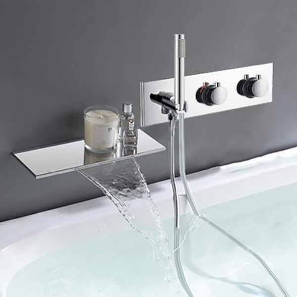 Bathroom Tub Spout Waterfall Wall Mounted Fixed Bathtub Faucet with Hose