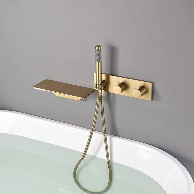 Bathroom Tub Spout Waterfall Wall Mounted Fixed Bathtub Faucet with Hose