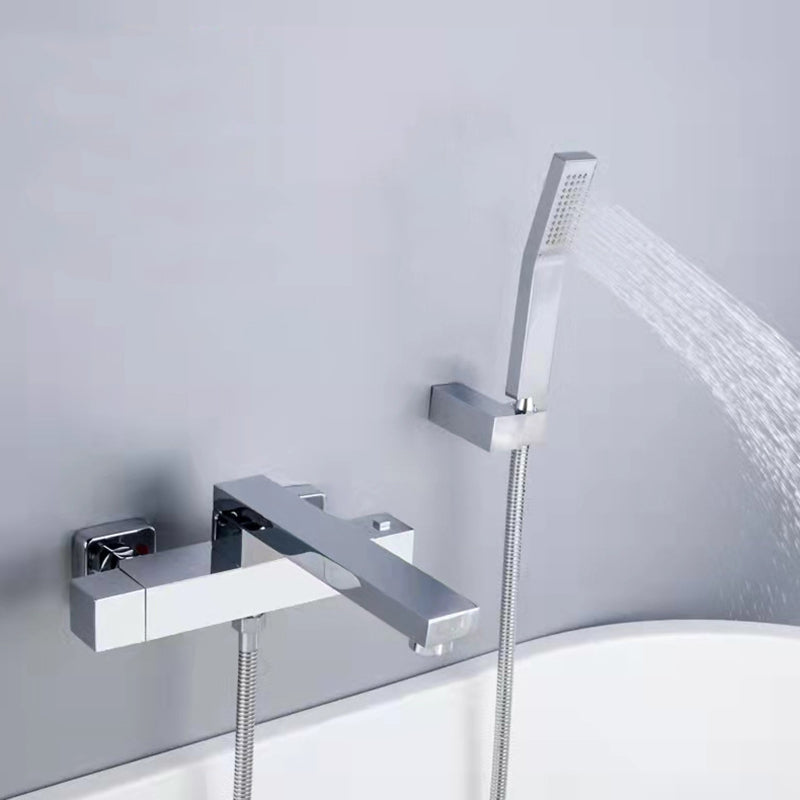 Modern Bathroom Faucet Wall Mounted Fixed Knob Handle Faucet Tub