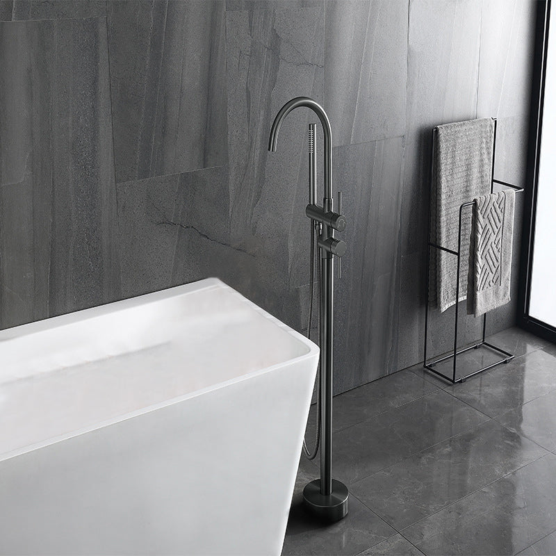 Floor Mounted Metal Freestanding Tub Filler Single Handle Freestanding Faucet