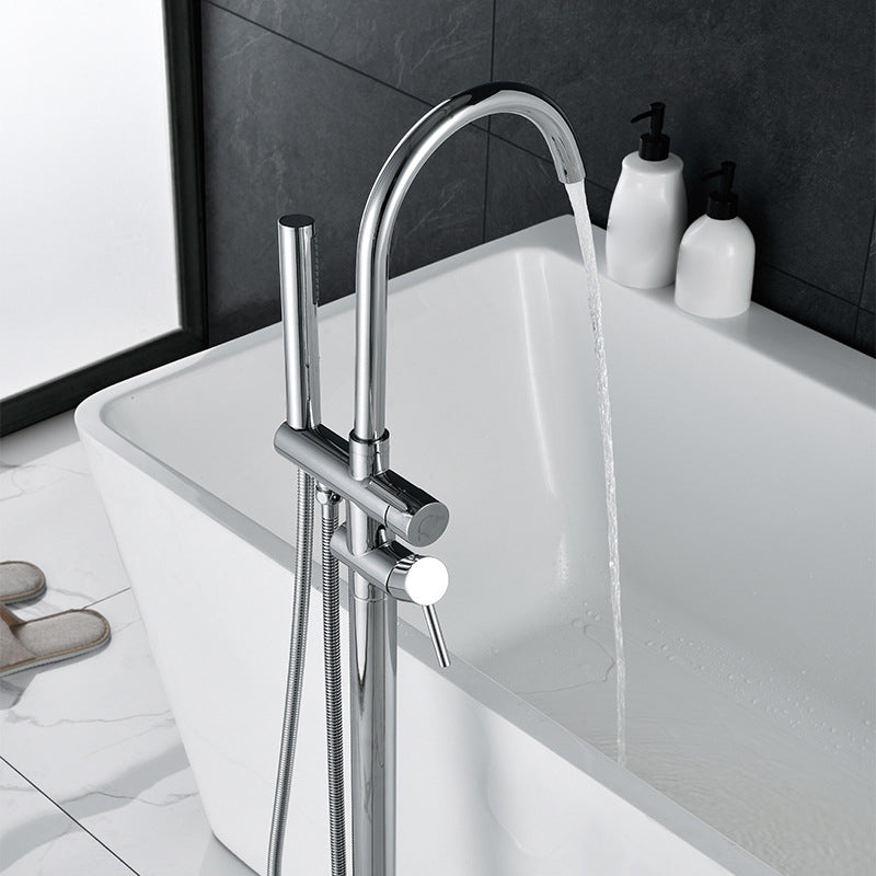 Floor Mounted Metal Freestanding Tub Filler Single Handle Freestanding Faucet