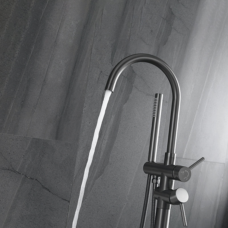 Floor Mounted Metal Freestanding Tub Filler Single Handle Freestanding Faucet