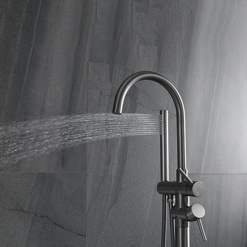 Floor Mounted Metal Freestanding Tub Filler Single Handle Freestanding Faucet