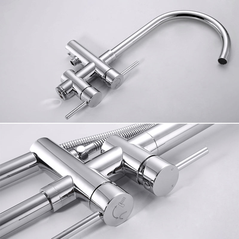 Floor Mounted Metal Freestanding Tub Filler Single Handle Freestanding Faucet