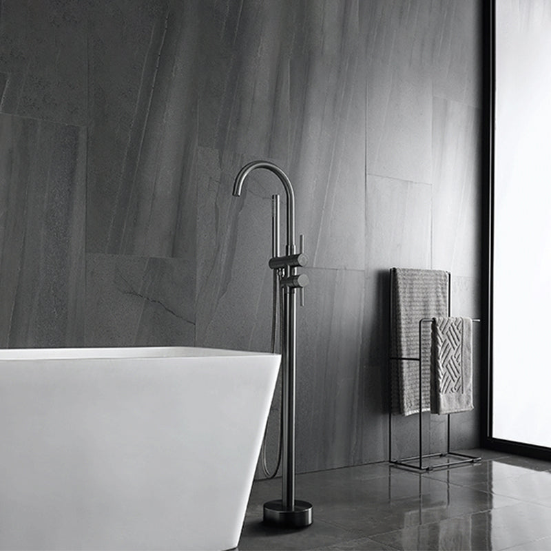 Floor Mounted Metal Freestanding Tub Filler Single Handle Freestanding Faucet