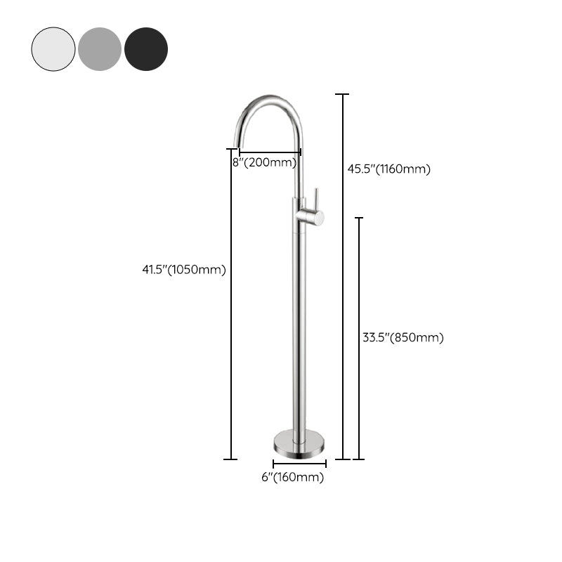 Floor Mounted Metal Freestanding Tub Filler Single Handle Freestanding Faucet