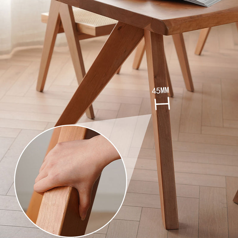 Rectangle Brown Base Dining Table Modern Pine Table for Kitchen