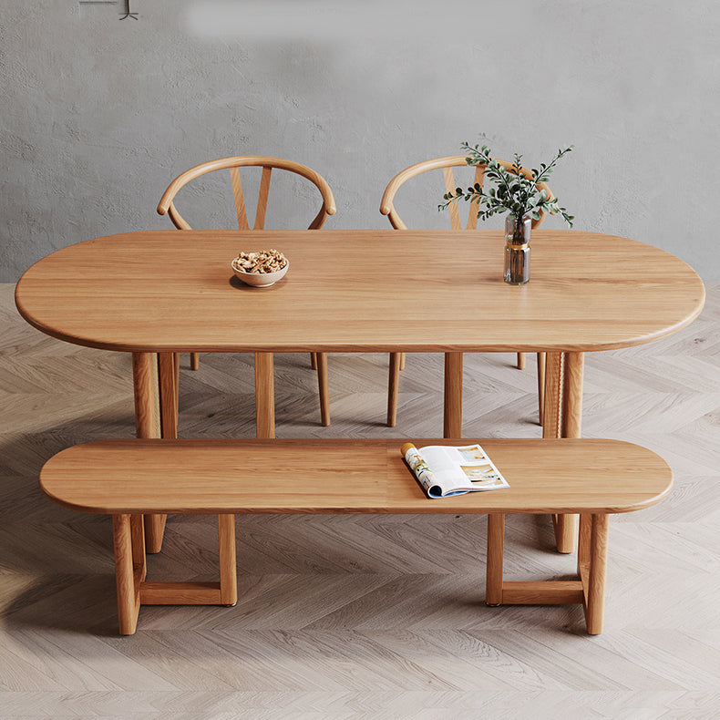 Modern Solid Wood Dining Table Rattan Pedestal Dining Table for Dining Room