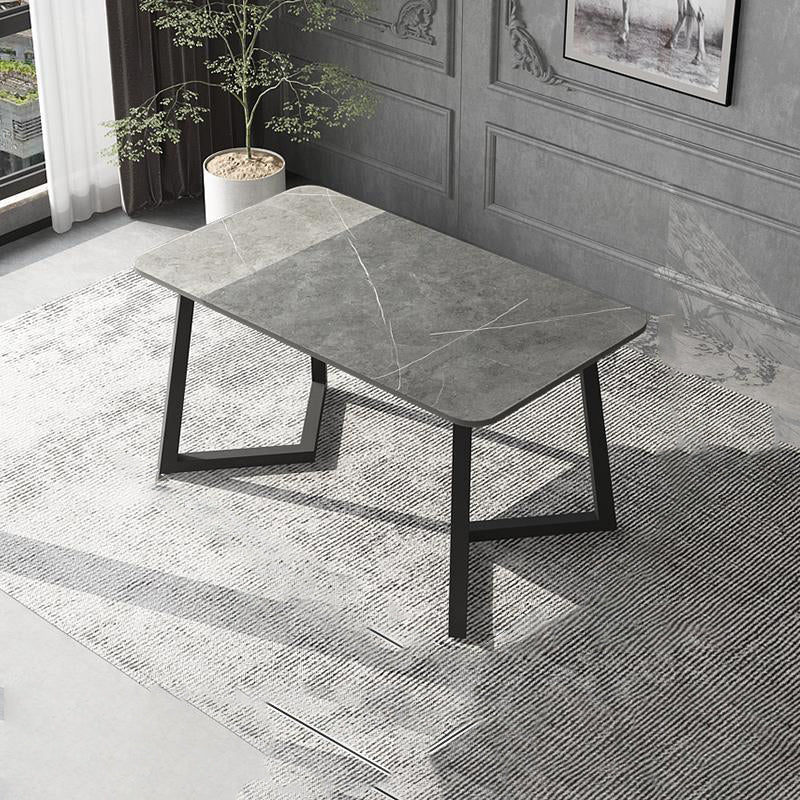Industrial Rectangle Dining Table Matte Finish Dinette Table with Metal Sled Base