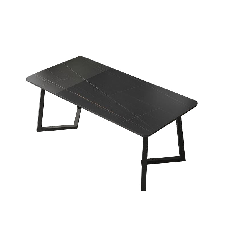 Industrial Rectangle Dining Table Matte Finish Dinette Table with Metal Sled Base