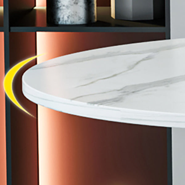 Round Dining Table with Metal Pedestal Modern Table for Home