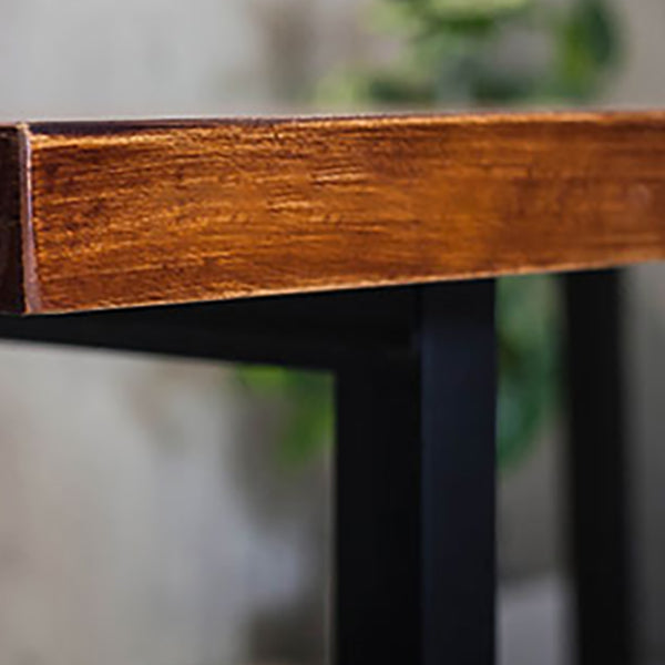 Indoor Rectangle Table with Metal Base Industrial Brown Wood Top Dining Table