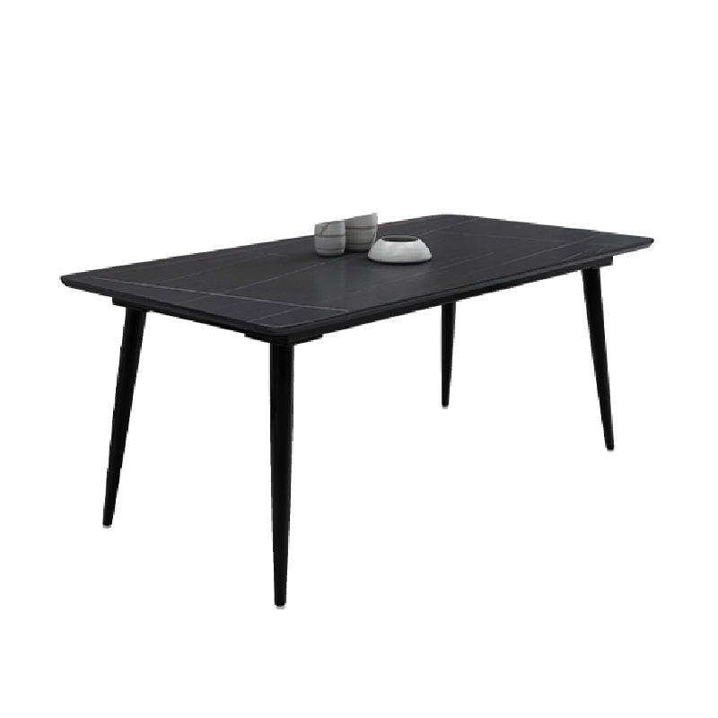Contemporary Rectangle Dining Table Sintered Stone Dining Table in Black