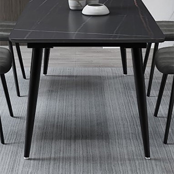 Contemporary Rectangle Dining Table Sintered Stone Dining Table in Black
