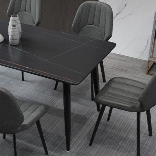 Contemporary Rectangle Dining Table Sintered Stone Dining Table in Black