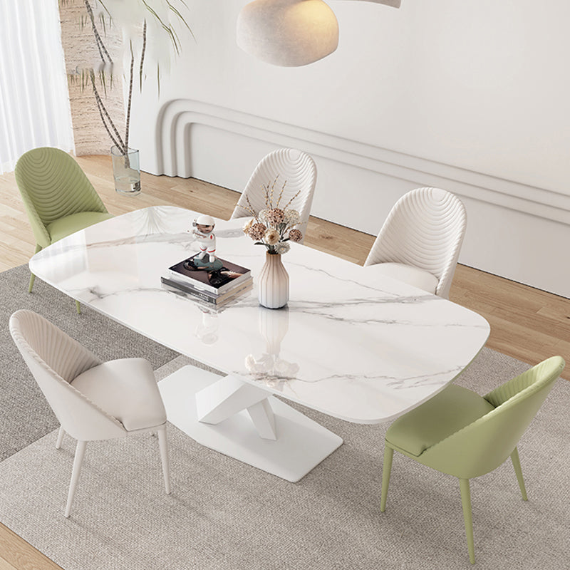 Modern Pedestal Dining Table Rectangle Stone Dining Table for Dining Room