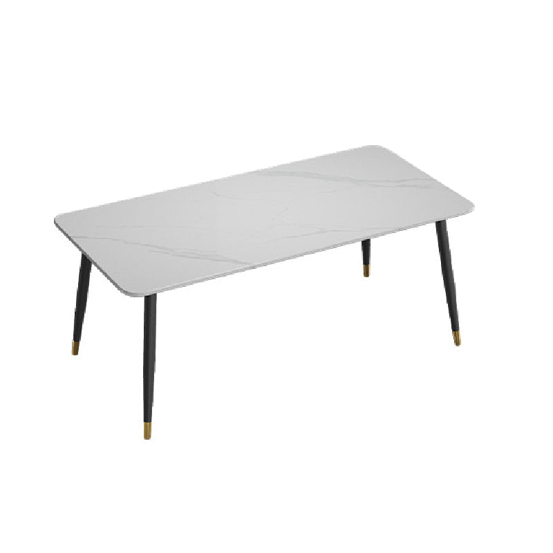 Modern Rectangle Dining Table Matte Finish Stone Top Dinette Table