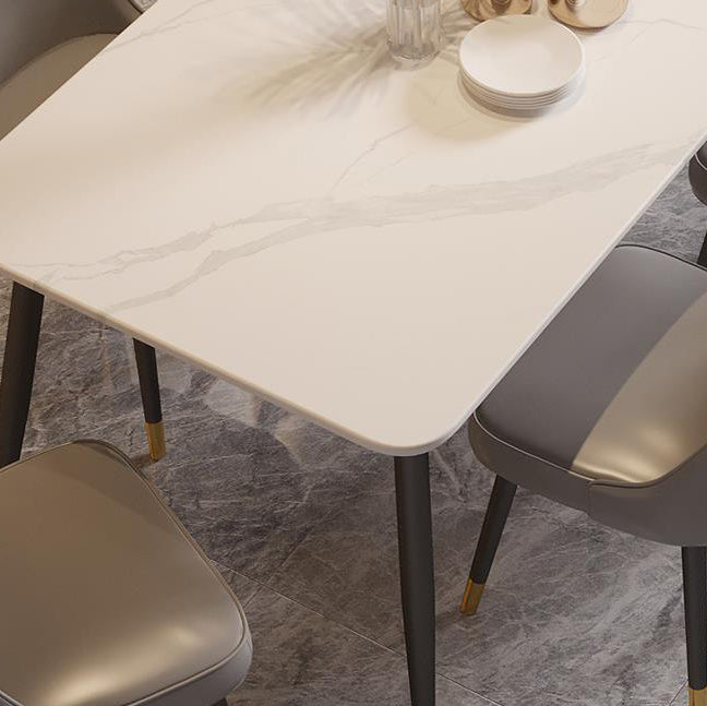 Modern Rectangle Dining Table Matte Finish Stone Top Dinette Table