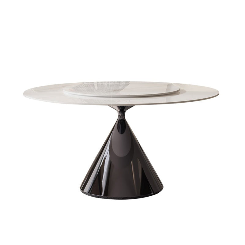 Modern Round Dining Table Stone Dining Table with Metal Pedestal