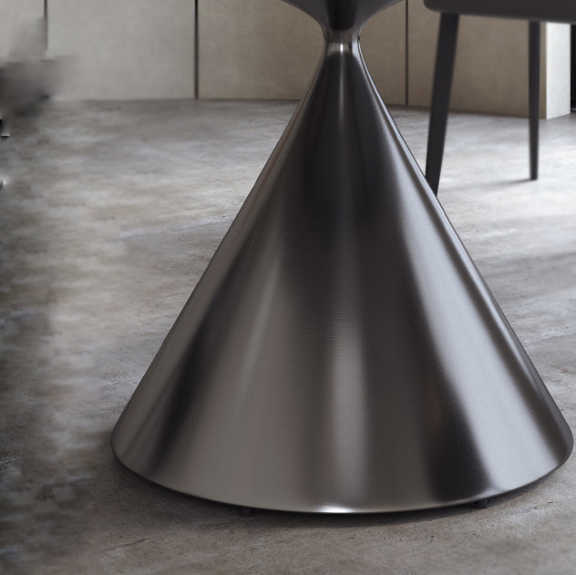 Modern Round Dining Table Stone Dining Table with Metal Pedestal