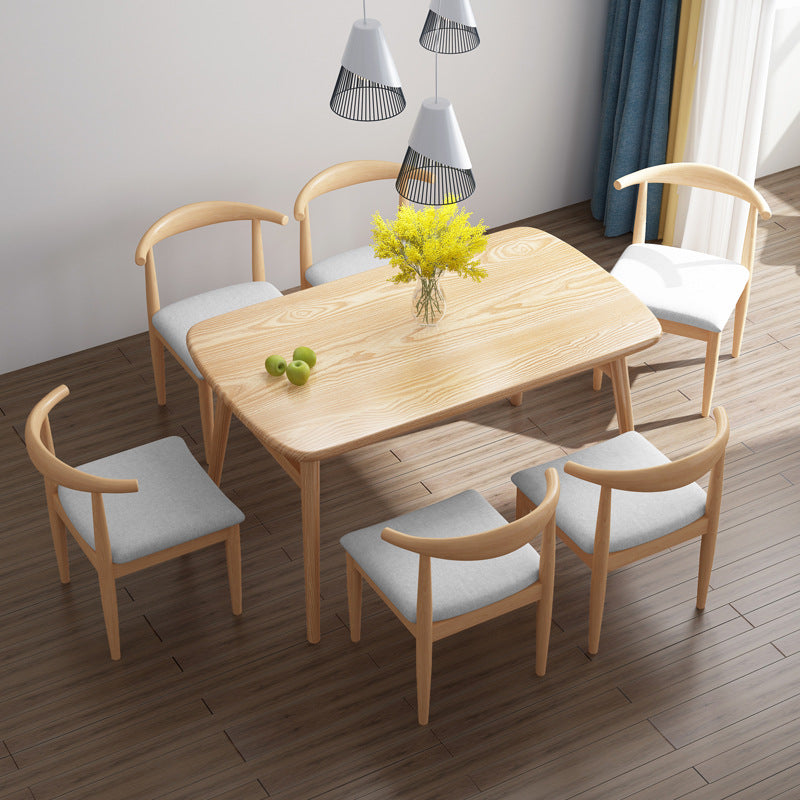 Light Wood Finish Table Modern Rectangle Dining Table for Home