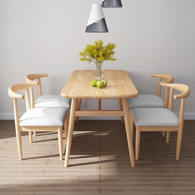 Light Wood Finish Table Modern Rectangle Dining Table for Home