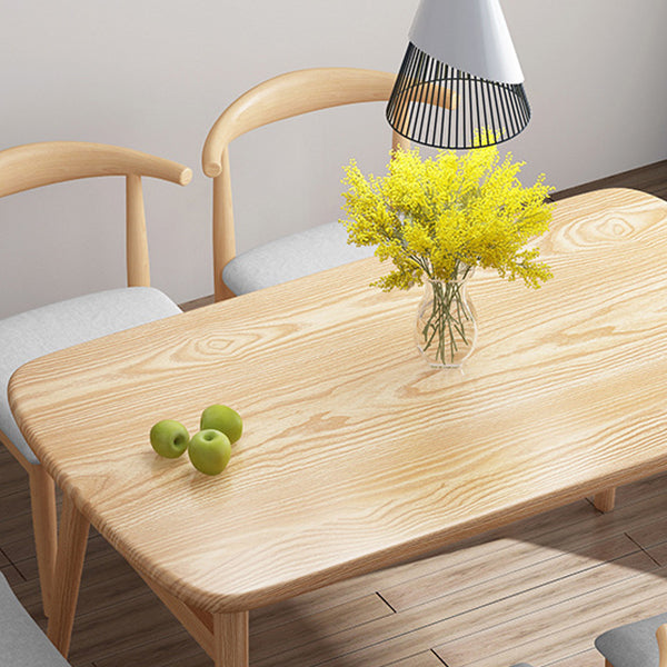 Light Wood Finish Table Modern Rectangle Dining Table for Home