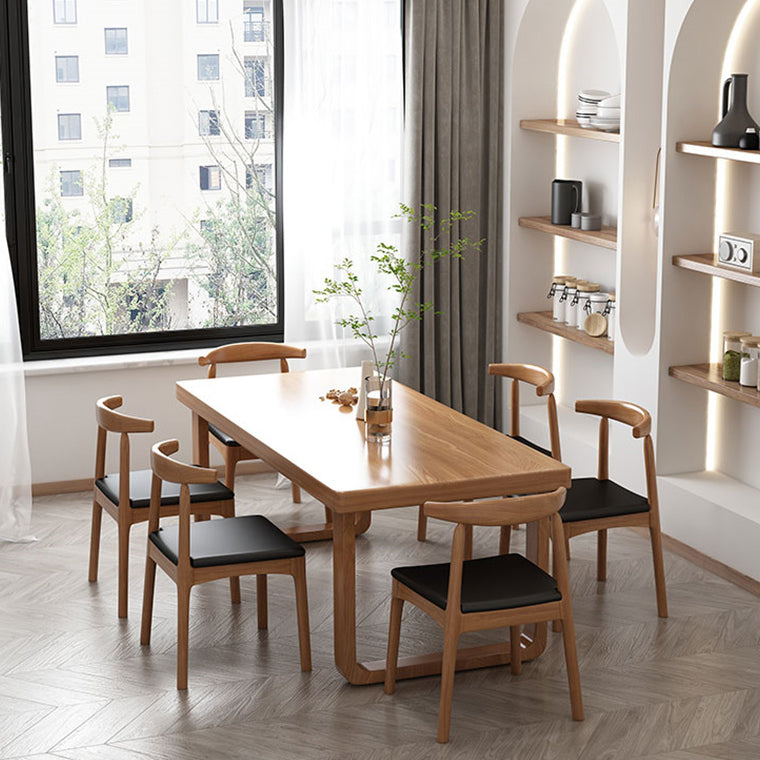 Contemporary Double Pedestal Dining Table Pine Solid Wood Rectangle Dining Table