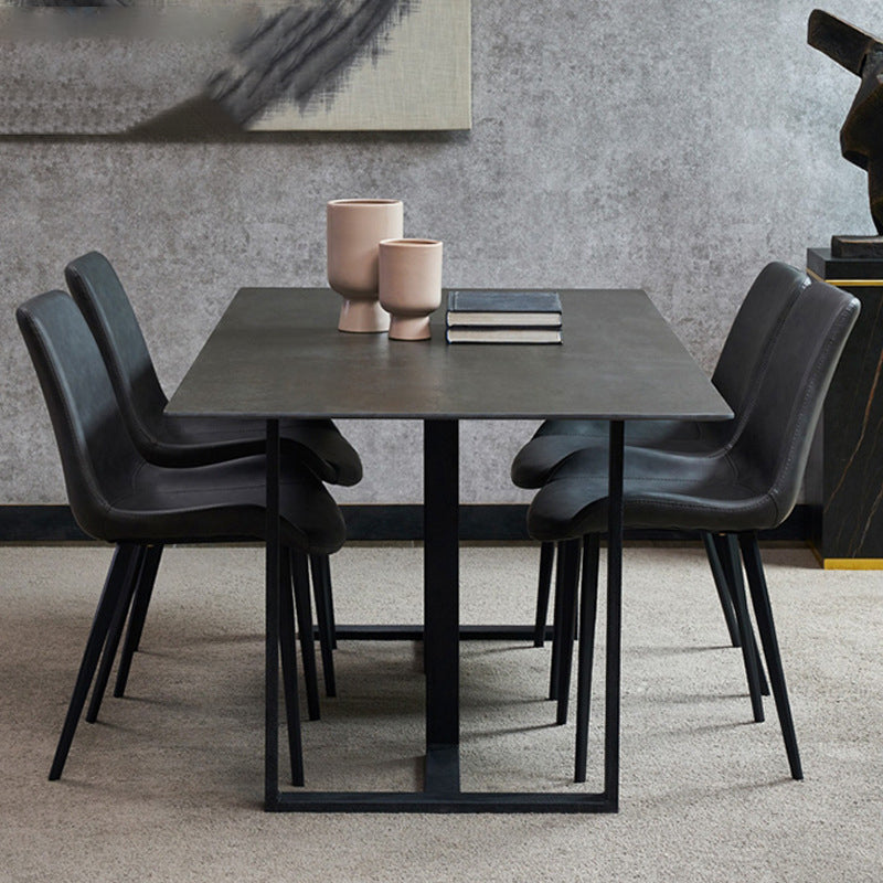 Industrial Rectangle Table Sintered Stone Table with Metal Legs for Home