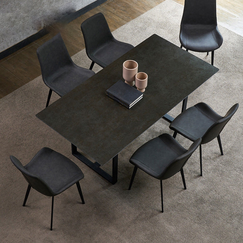 Industrial Rectangle Table Sintered Stone Table with Metal Legs for Home
