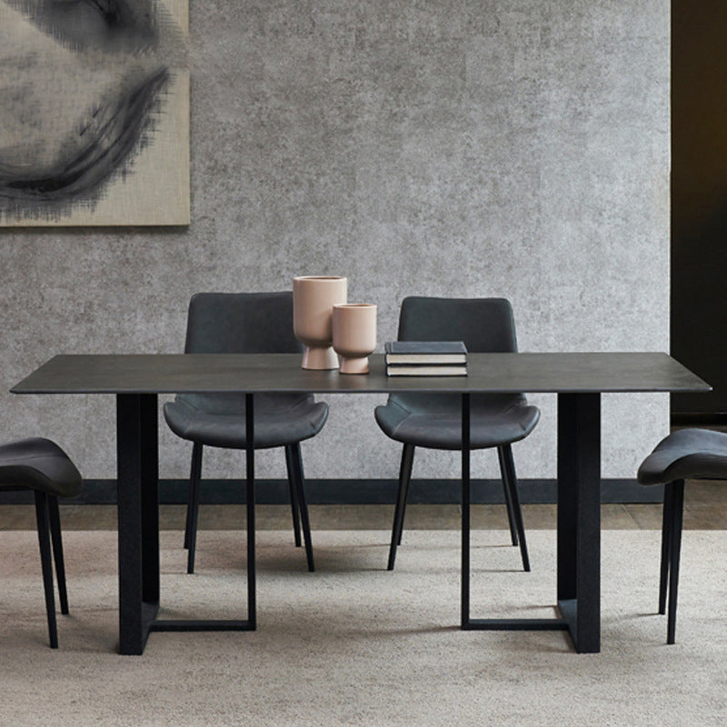Industrial Rectangle Table Sintered Stone Table with Metal Legs for Home
