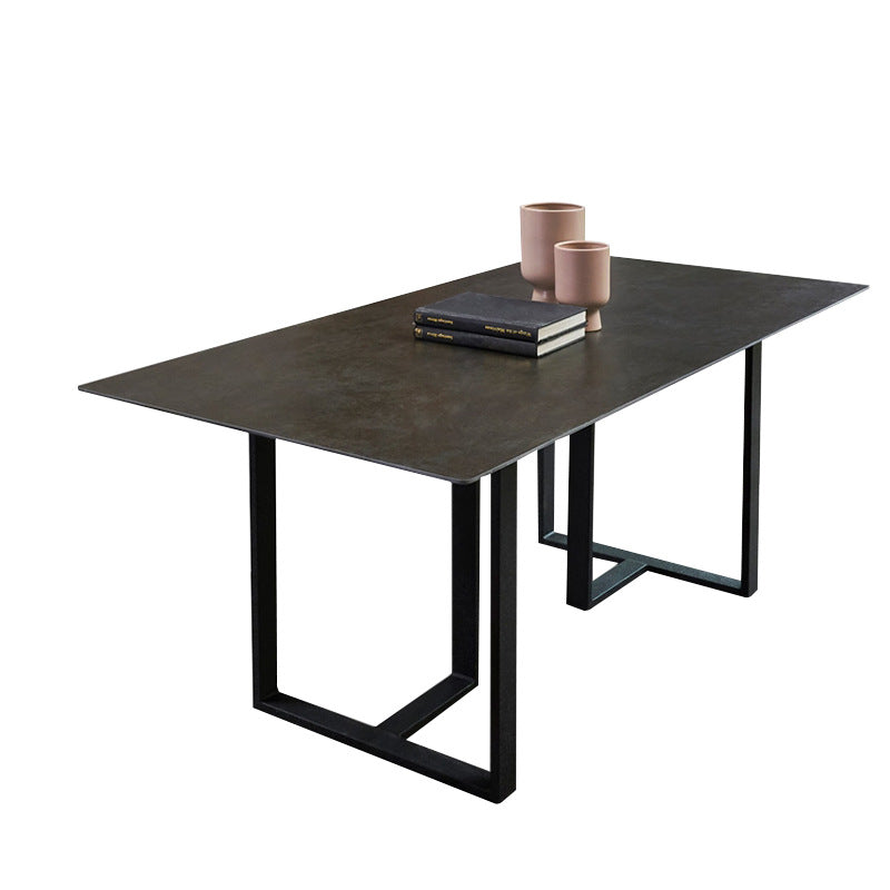 Industrial Rectangle Table Sintered Stone Table with Metal Legs for Home