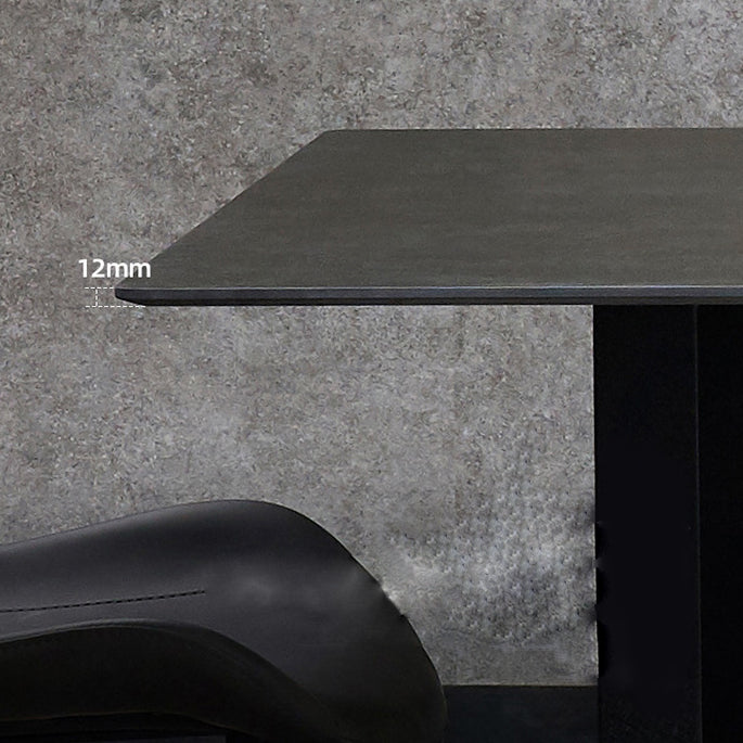 Industrial Rectangle Table Sintered Stone Table with Metal Legs for Home