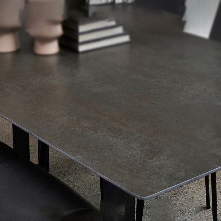Industrial Rectangle Table Sintered Stone Table with Metal Legs for Home