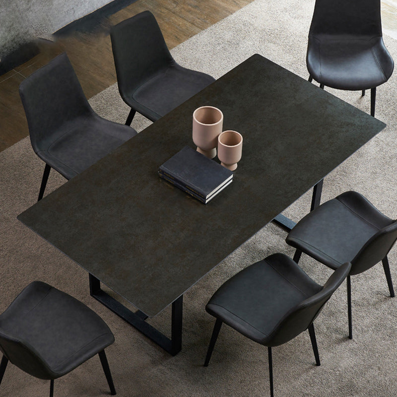 Industrial Rectangle Table Sintered Stone Table with Metal Legs for Home