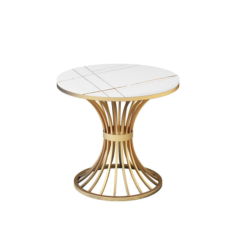Traditional Luxury Round Dining Table Matte Finish Stone Top Dinette Table for Home