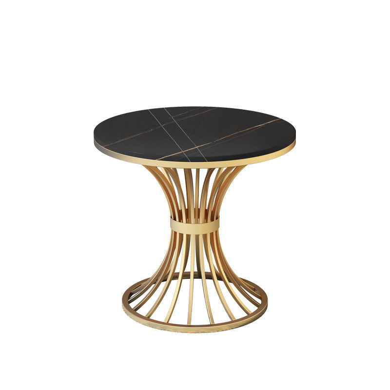 Traditional Luxury Round Dining Table Matte Finish Stone Top Dinette Table for Home
