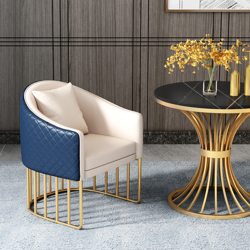 Traditional Luxury Round Dining Table Matte Finish Stone Top Dinette Table for Home