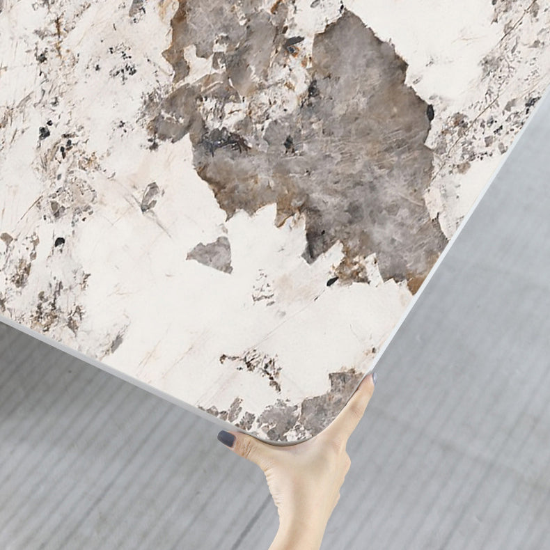 Glam Sintered Stone Table Rectangle Table with Metal Legs for Kitchen