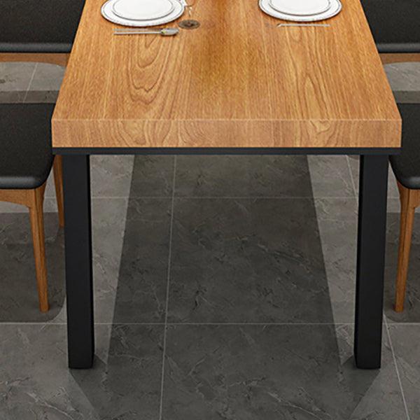 Industrial Dining Table with Metal Legs Brown Solid Wood Top Table