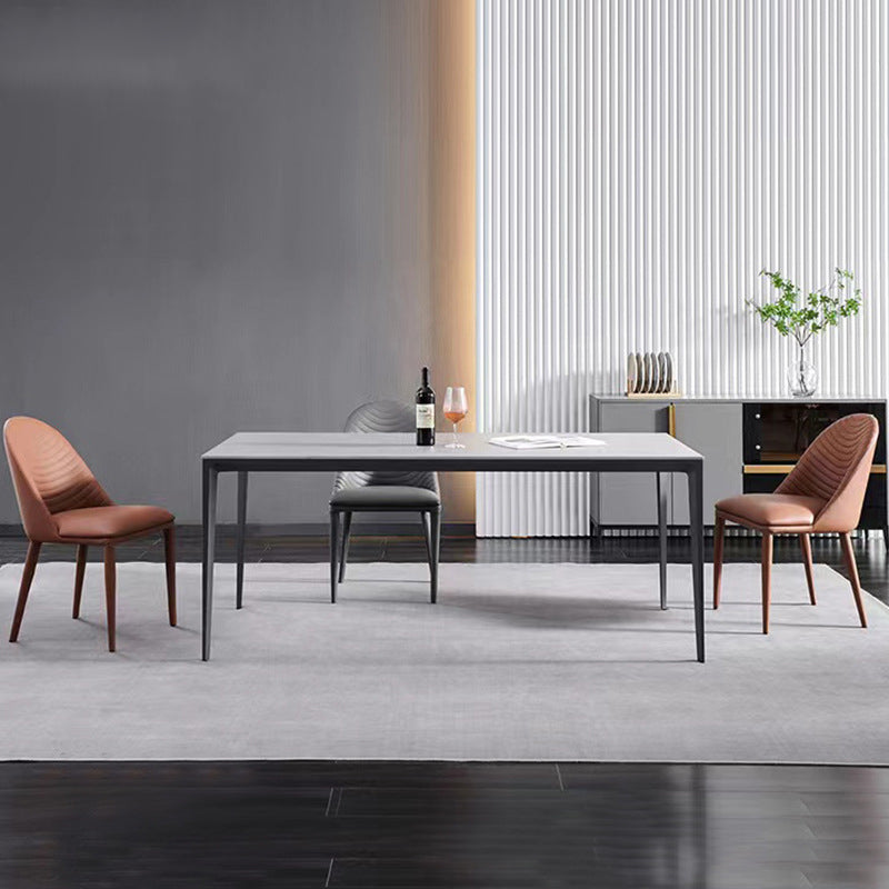 Industrial Style Rectangle Table Sintered Stone Table with Metal Legs for Home