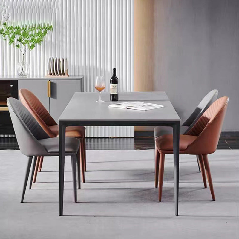 Industrial Style Rectangle Table Sintered Stone Table with Metal Legs for Home