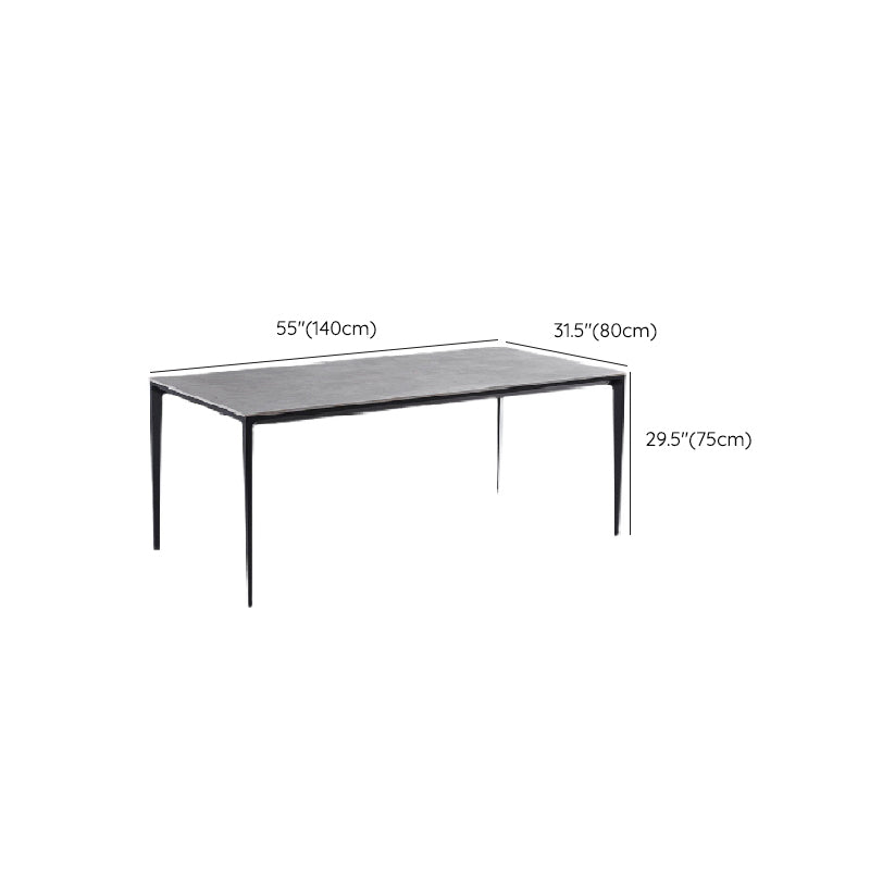 Industrial Style Rectangle Table Sintered Stone Table with Metal Legs for Home