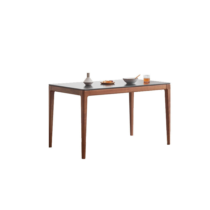 Industrial Style Rectangle Table Sintered Stone Table with Wooden Legs for Home Use