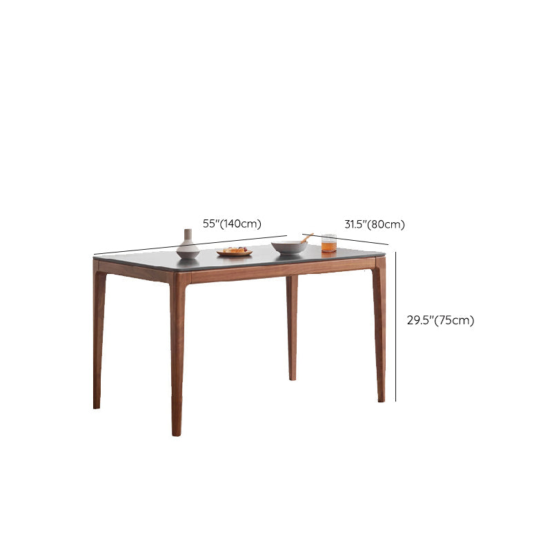 Industrial Style Rectangle Table Sintered Stone Table with Wooden Legs for Home Use