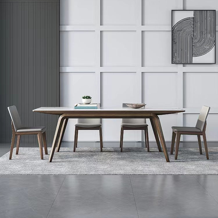 Modern Style Rectangle Table Sintered Stone Table with Wooden Legs for Home Use